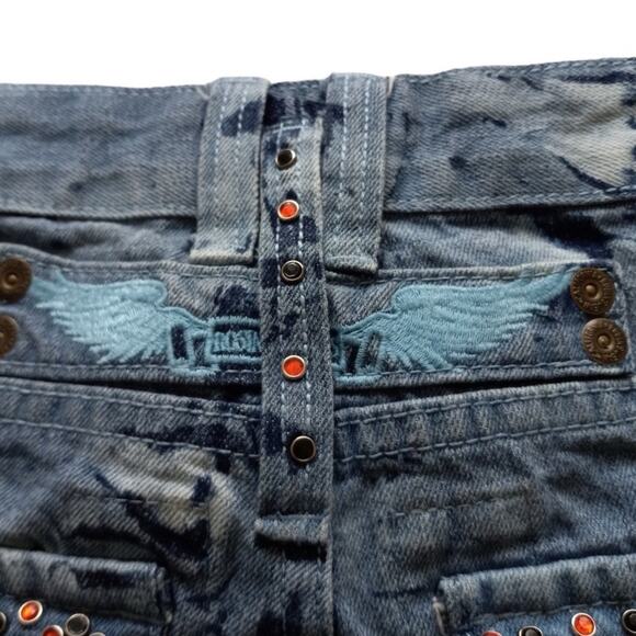 Robin's Jean Men's Acid Washed Large Flap Back Pocket Denim Jeans - Picture 5 of 10